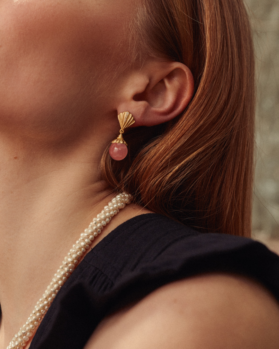 Lilian earrings with pink chalcedony
