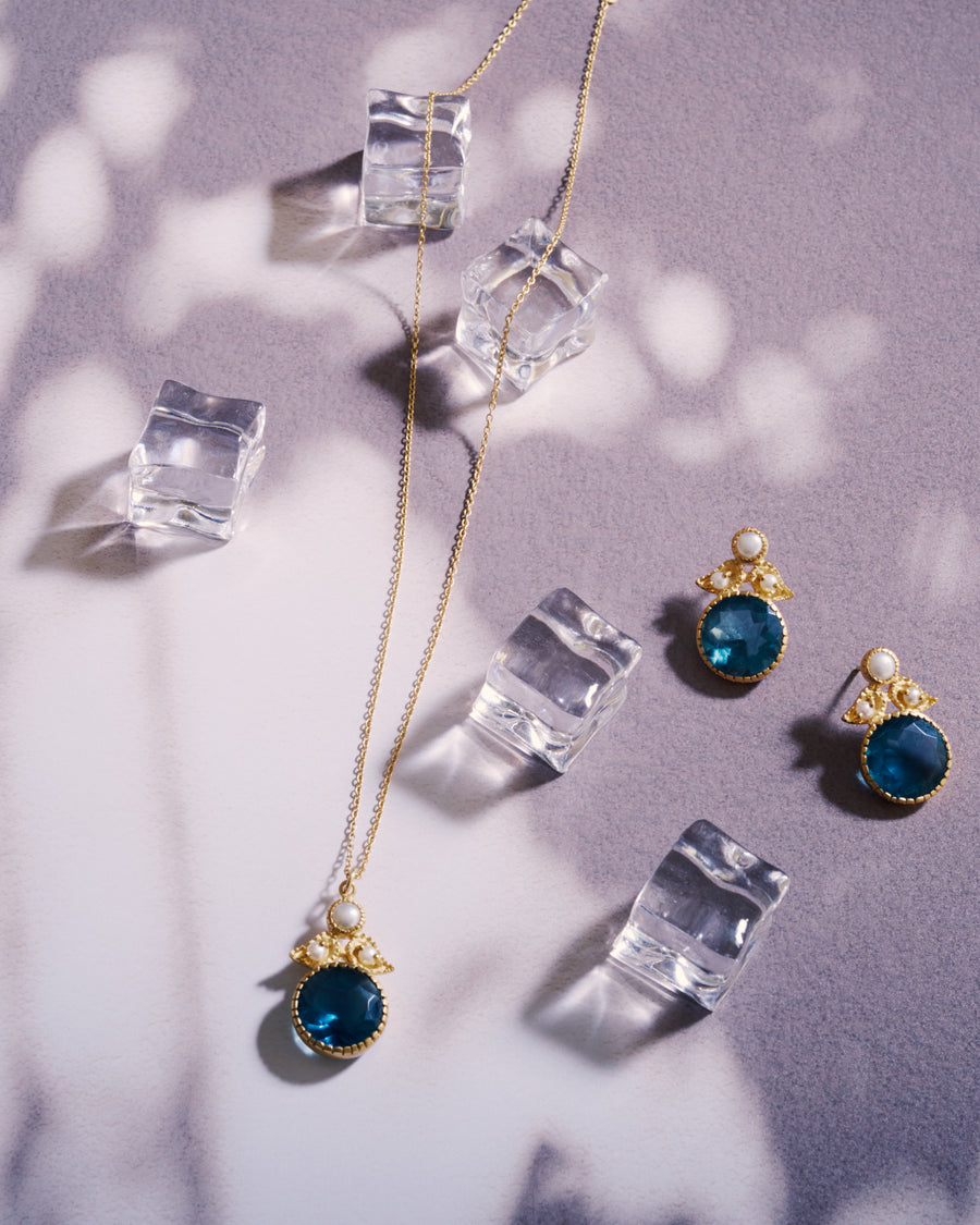 Somerset earrings in apatite and pearl - pre-order