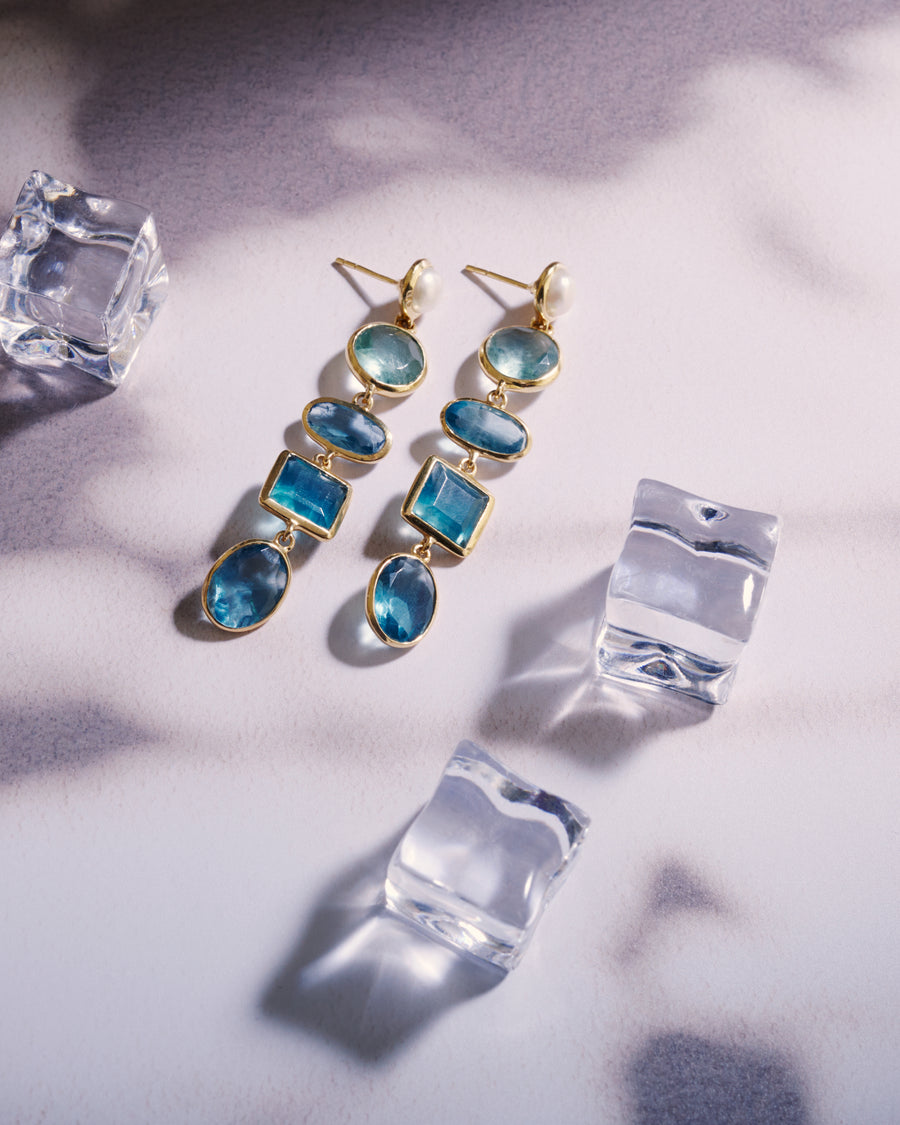 Marilyn earrings in apatite and pearl