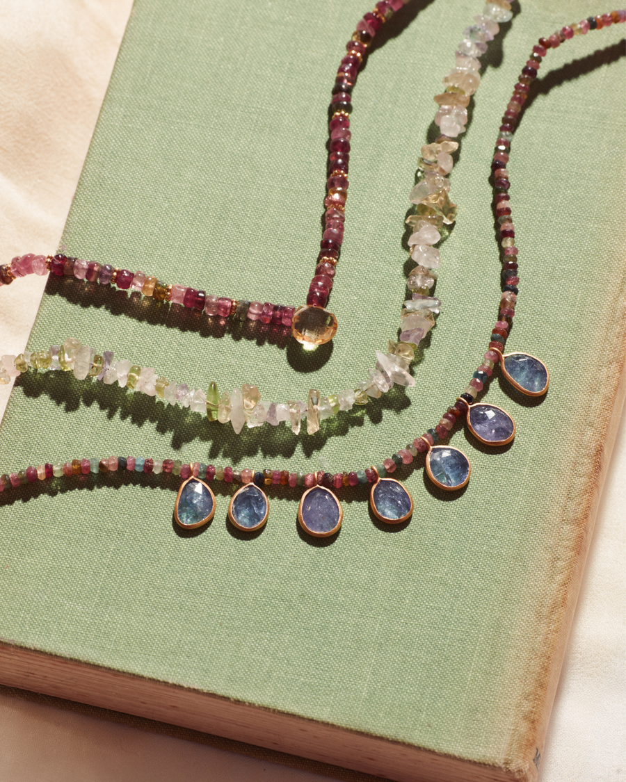 Harper necklace with tourmaline and tanzanite