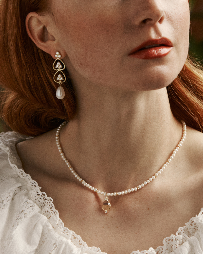 Vita necklace with fluorite, crystal and pearl