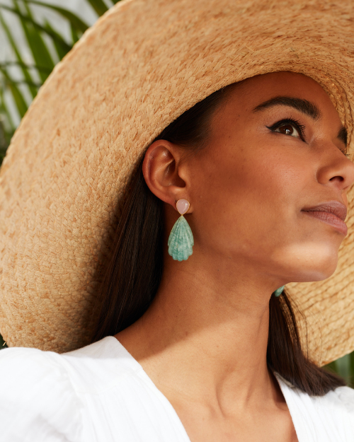 Penelope statement earrings in aventurine and chalcedony - pre-order