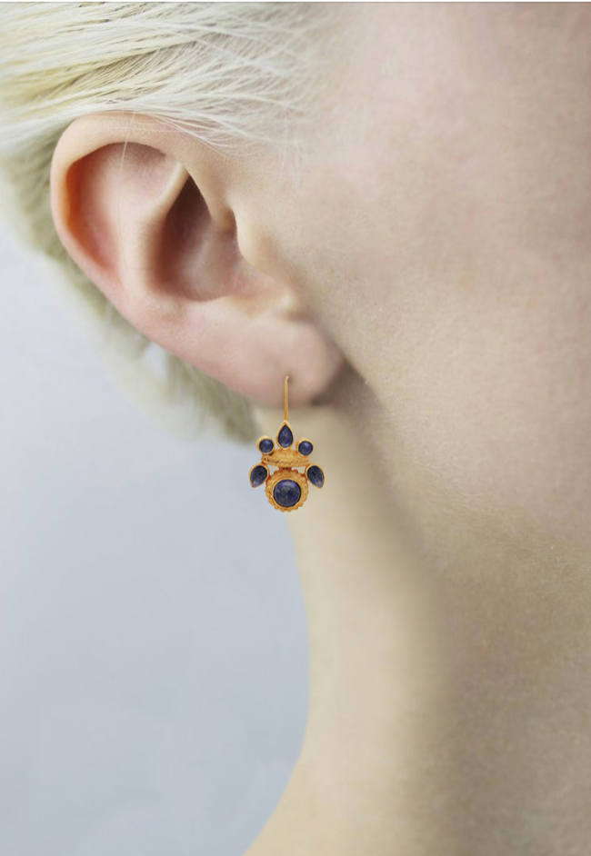 Intricate heritage earrings with lapis - Sample