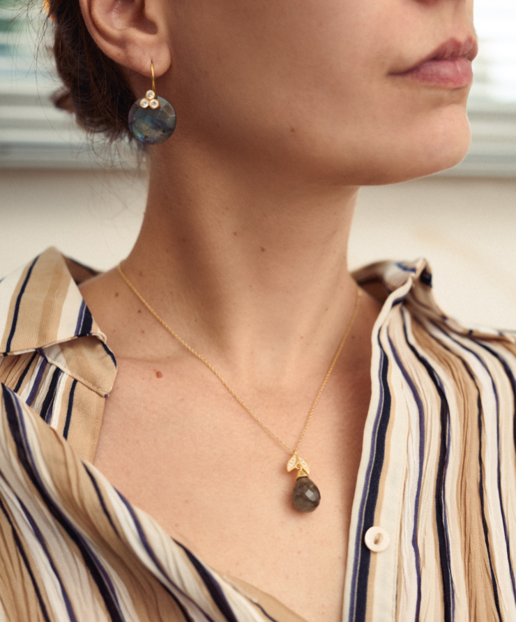 Balance earrings with labradorite - Sample