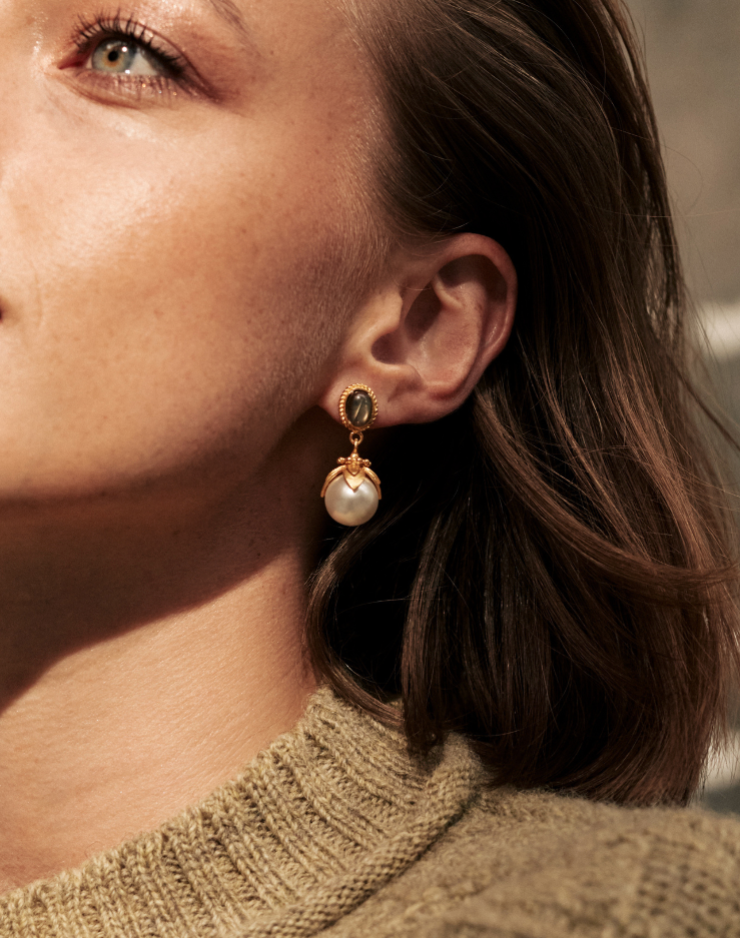 Sherry earrings in labradorite and pearl  - Sample