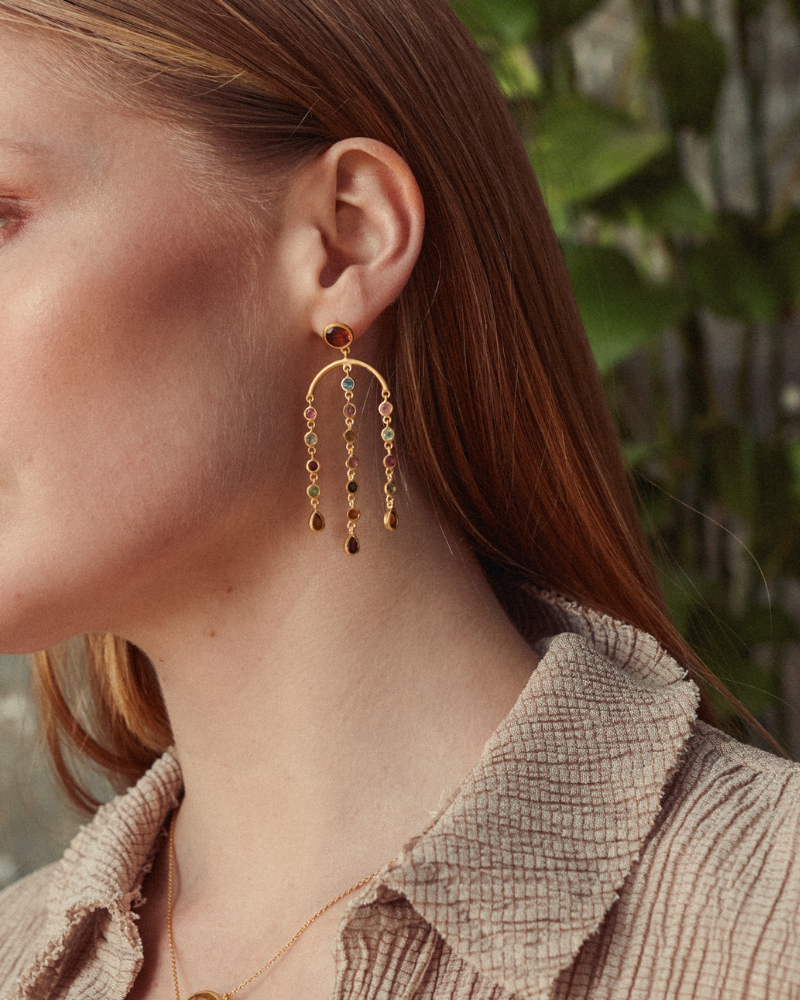 Rita statement earrings with tourmaline