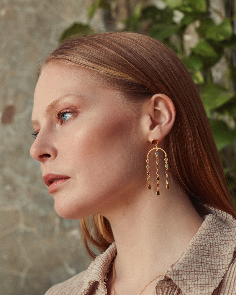 Rita statement earrings with tourmaline