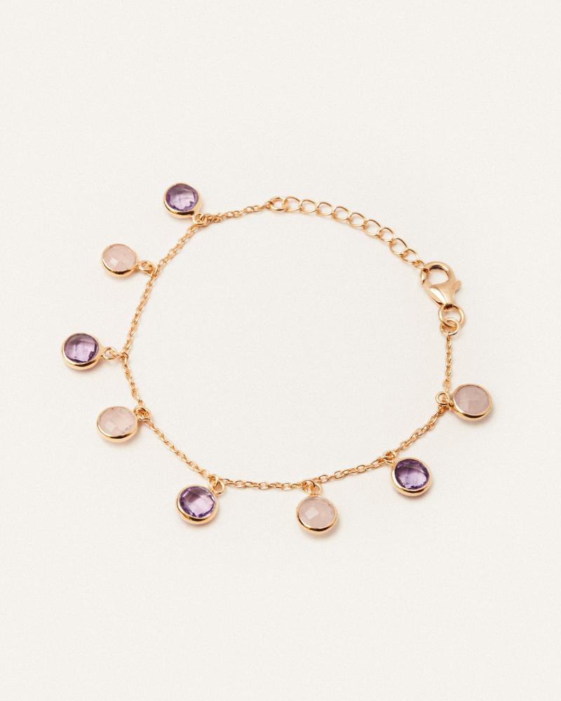 Violet bracelet with amethyst and rose quartz