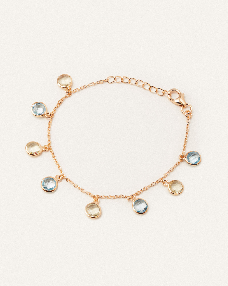 Violet bracelet with blue topaz and lemon quartz