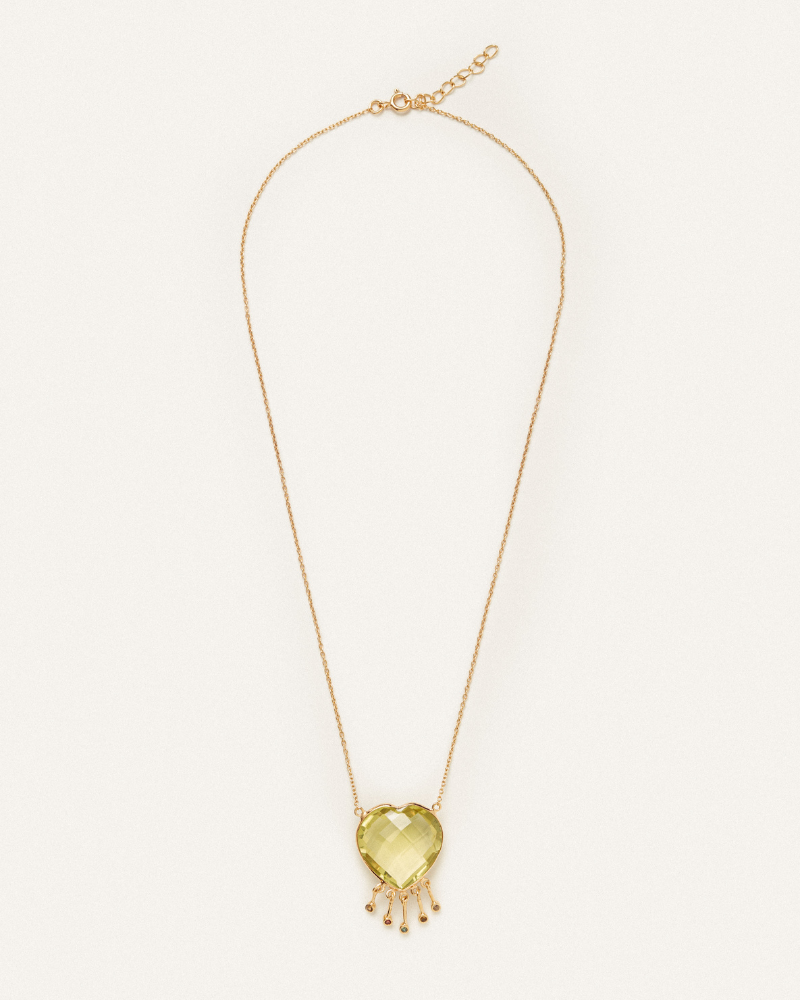 Marie pendant with lemon quartz and tourmaline