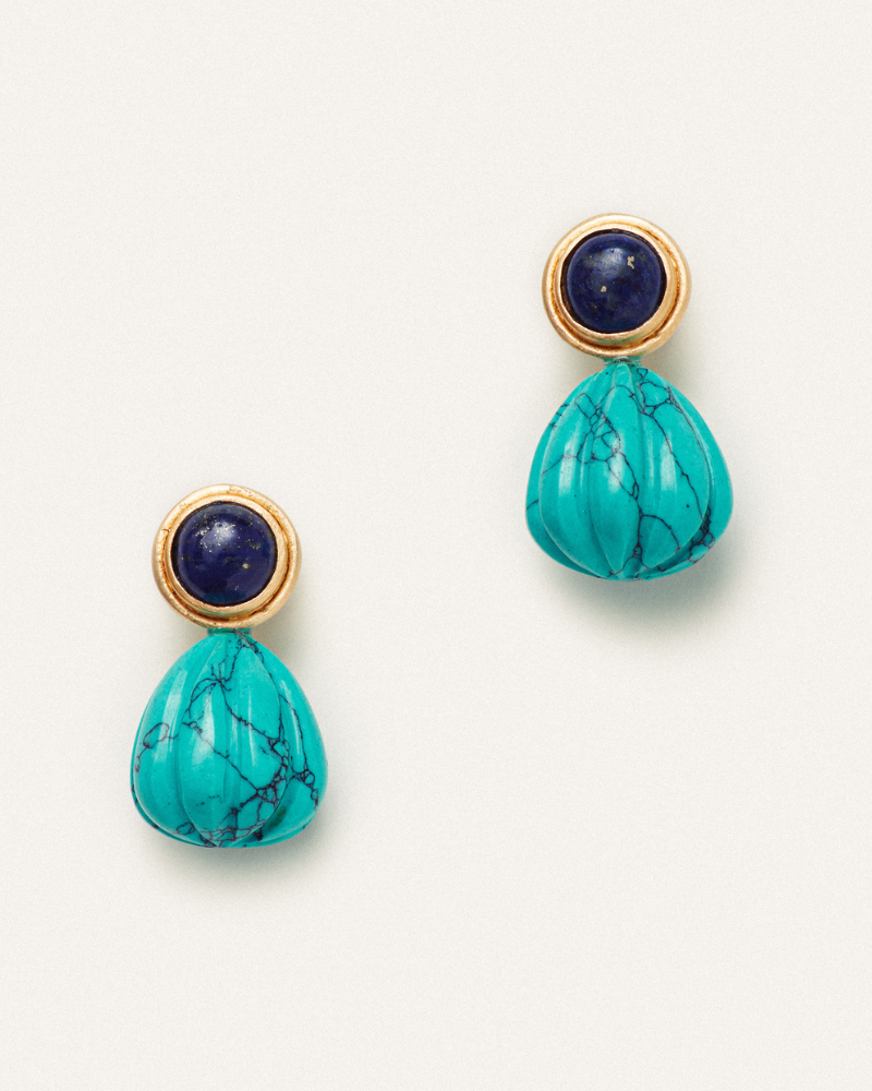 Ruby statement studs with lapis and turquoise