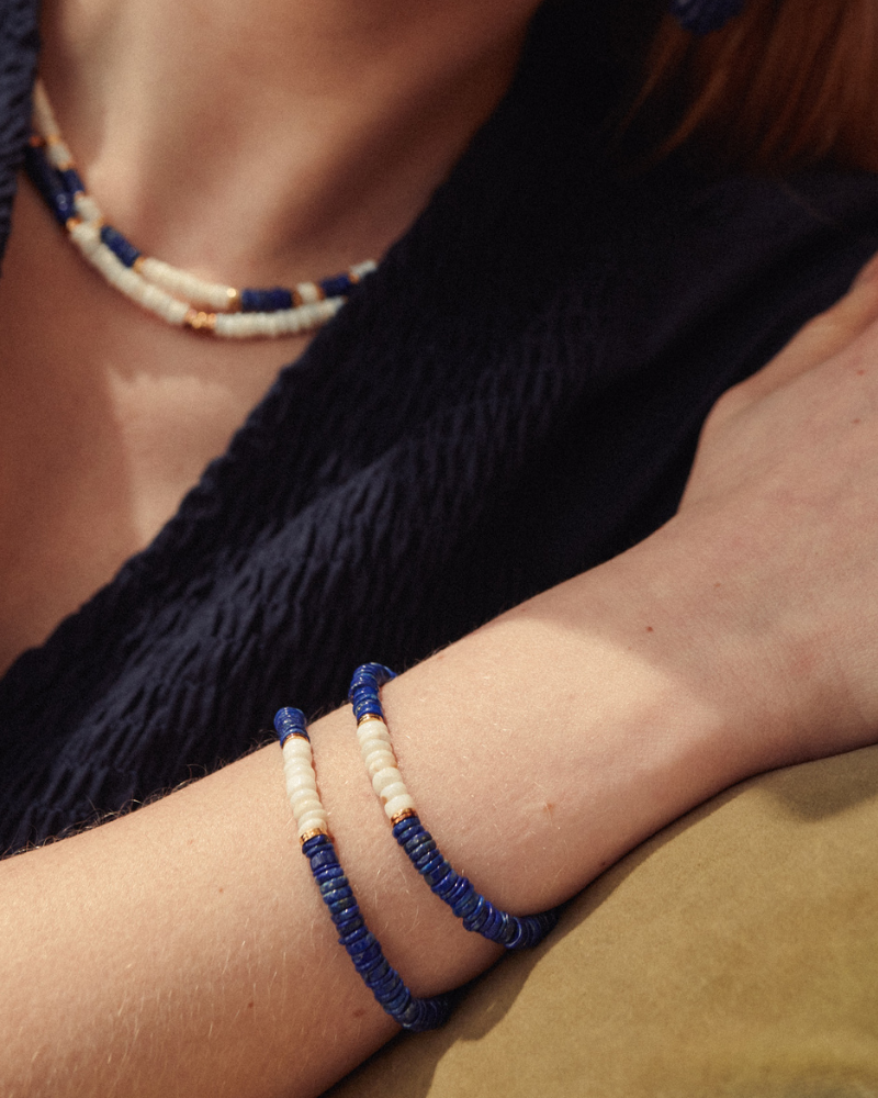 Sigrid bracelet with lapis and white opal