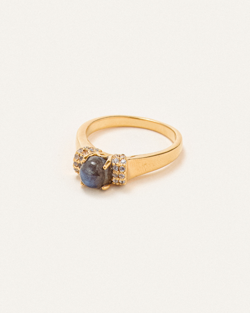 Zena cocktail ring with labradorite - gold vermeil