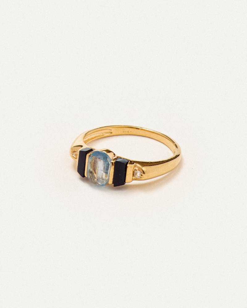 Rae ring with apatite and onyx - gold vermeil