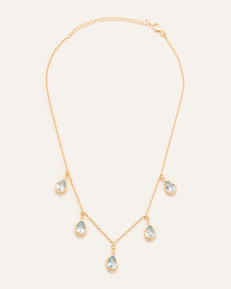 Lotus necklace with blue topaz