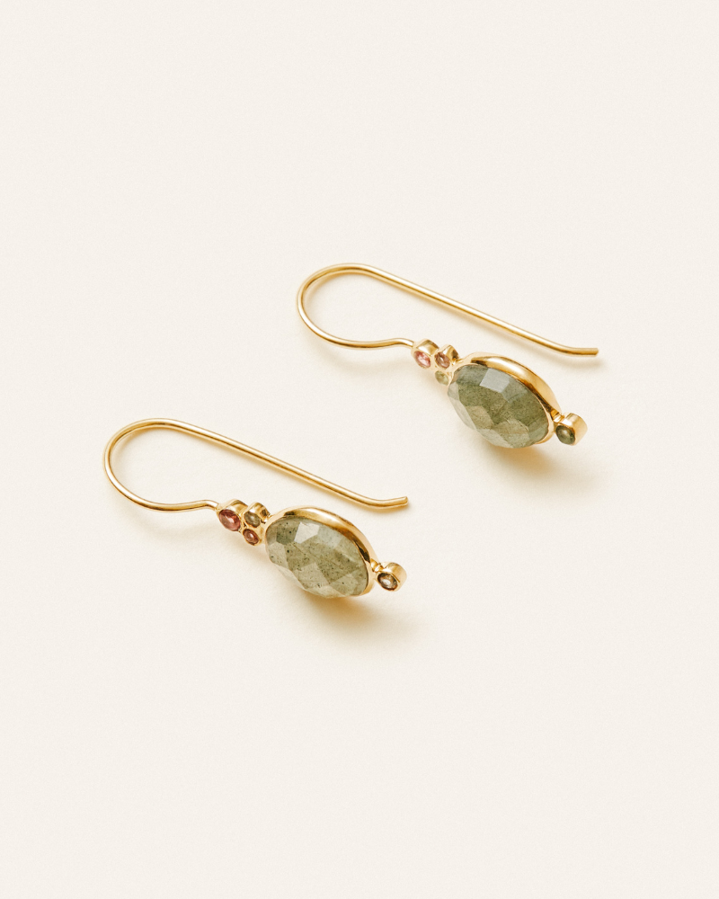 Vita earrings with labradorite and tourmaline