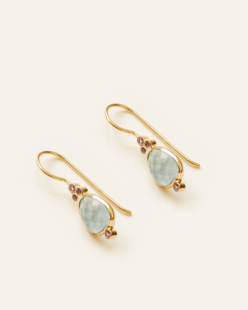Vita earrings in apatite and amethyst - pre-order