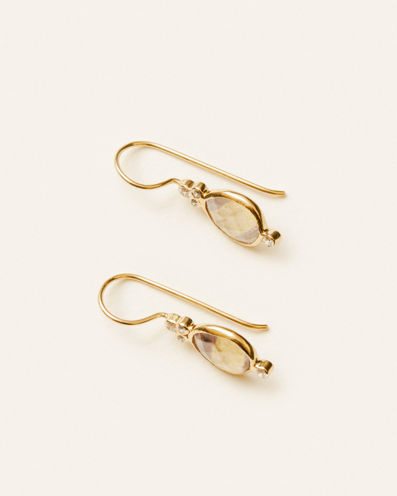 Vita earrings in fluorite and crystal - pre-order