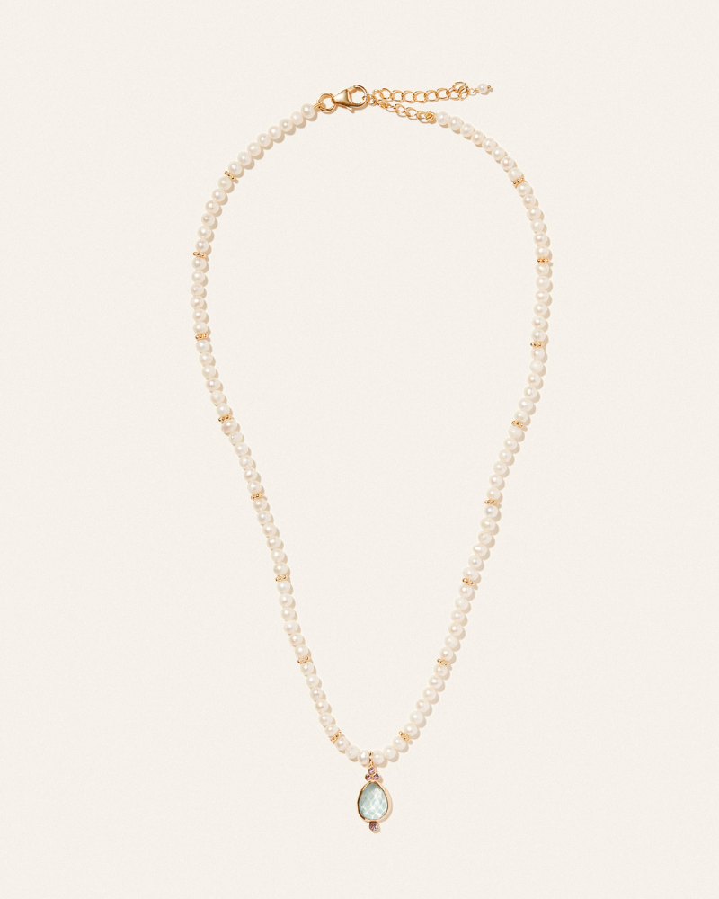 Vita necklace with apatite, amethyst and pearl
