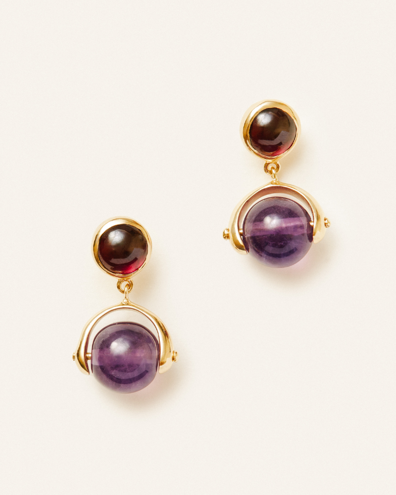 Noemi earrings in garnet and amethyst