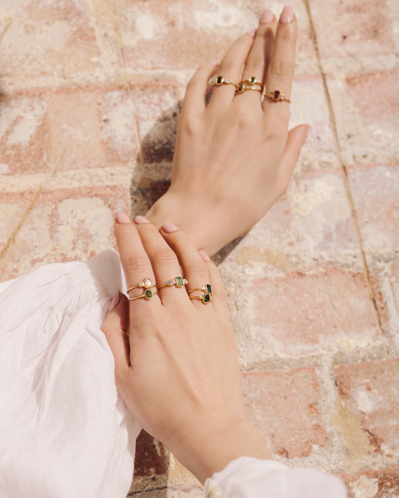 Leonora ring in green tourmaline - gold vermeil