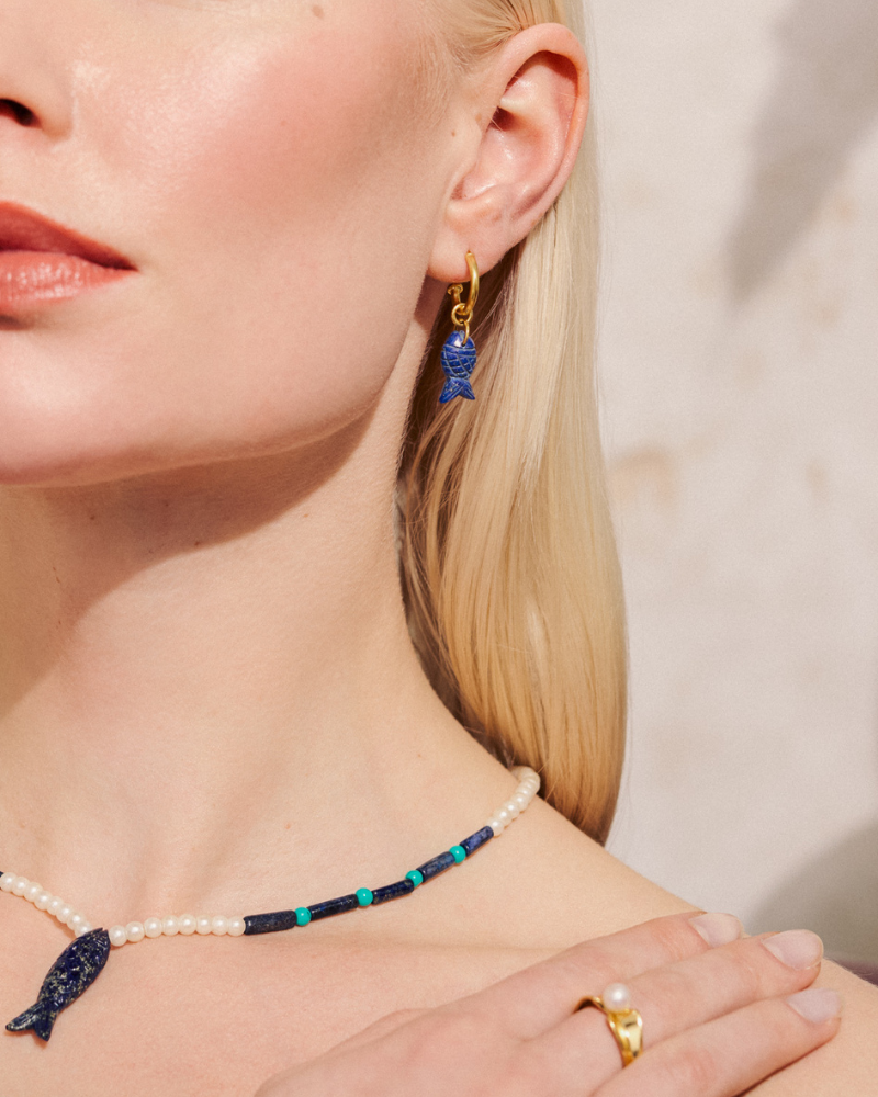 La Pesca earrings with carved amazonite