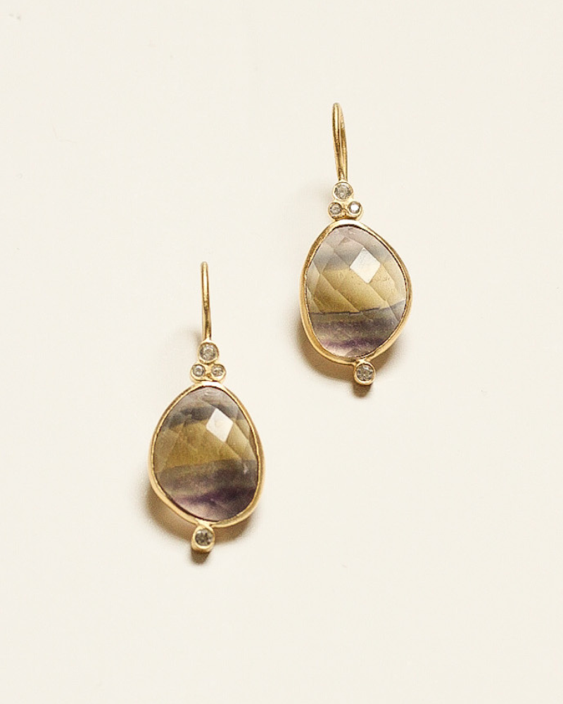 Vita earrings in fluorite and crystal - large size