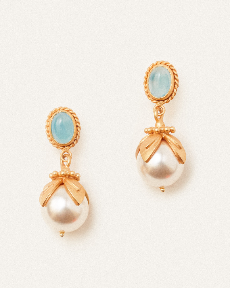 Sherry earrings with chalcedony and pearl