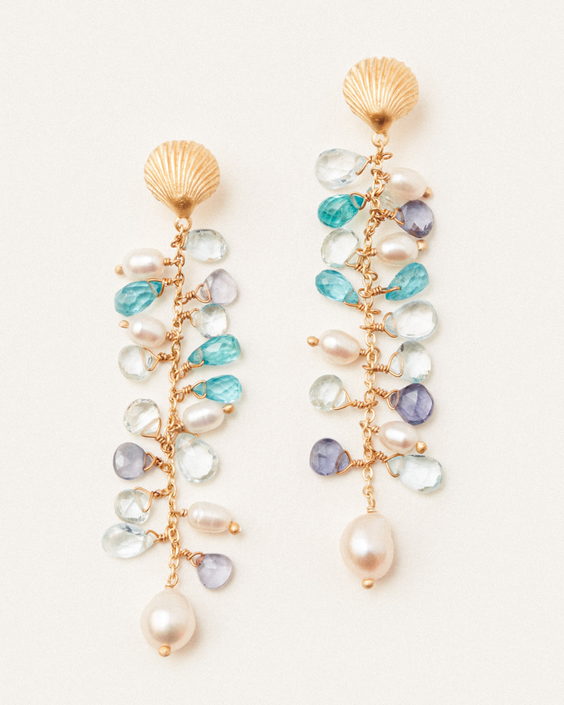 Colette earrings apatite iolite topaz pearl