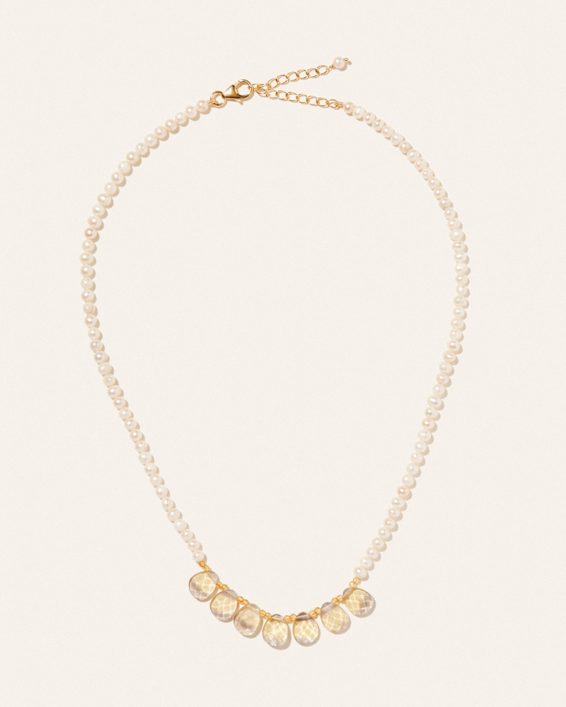 Prelude necklace with fluorite, citrine and pearl - limited edition