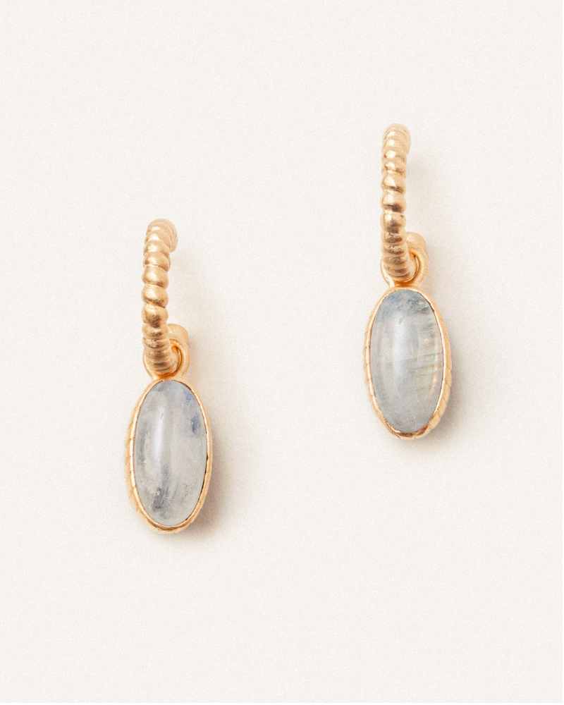 Joni hoops with labradorite and moonstone