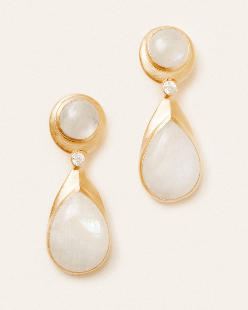 Bloomsbury statement earrings with moonstone