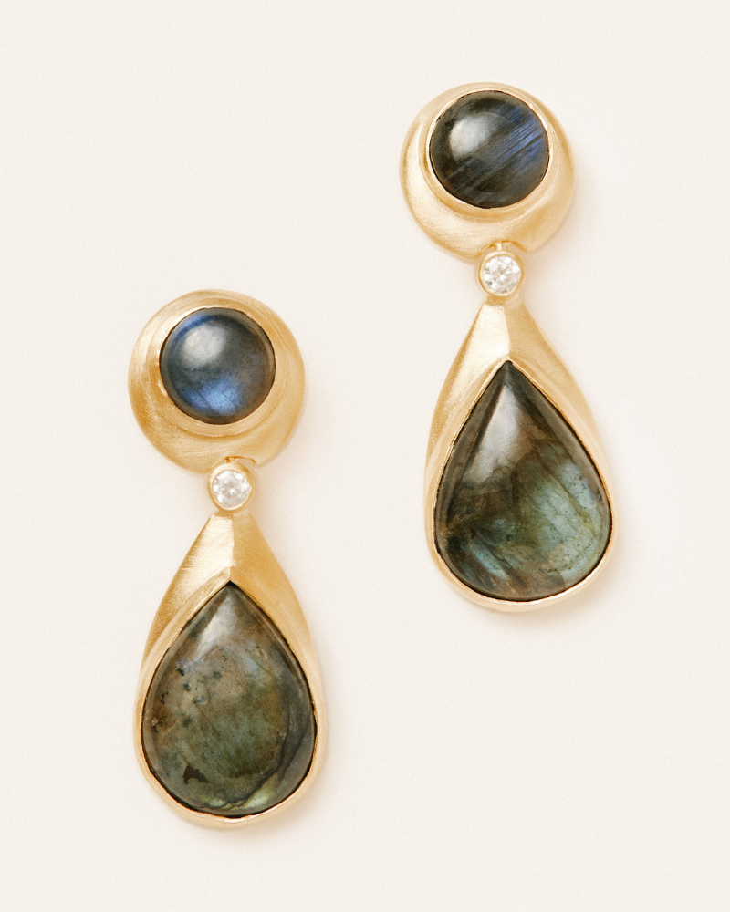 Bloomsbury statement earrings with labradorite