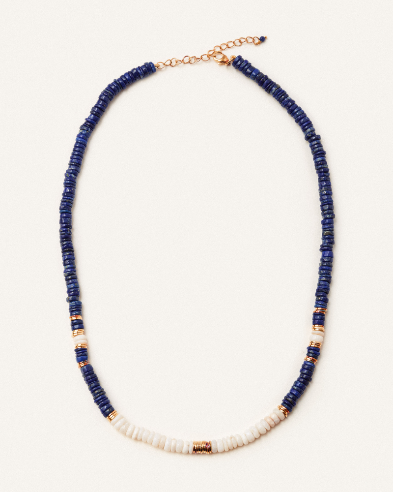 Fern necklace with lapis and white opal