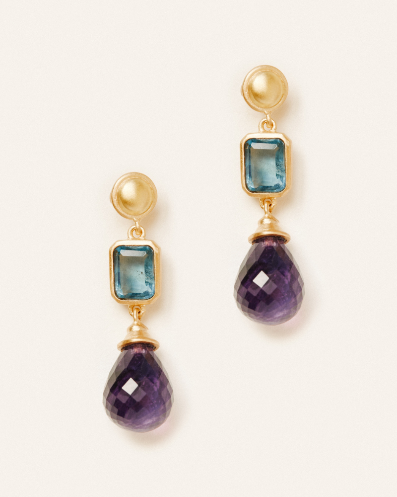 Charleston earrings in apatite and amethyst