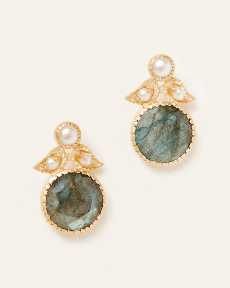 Somerset earrings with labradorite and pearl