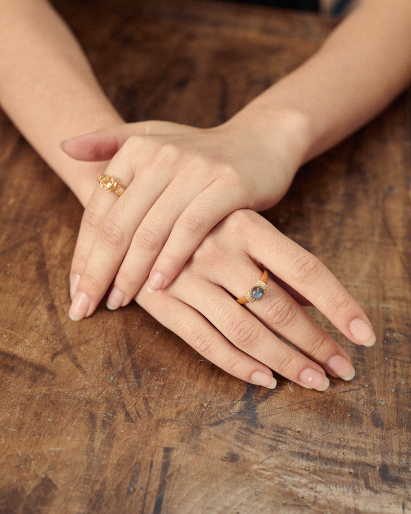 Zena cocktail ring with labradorite - gold vermeil