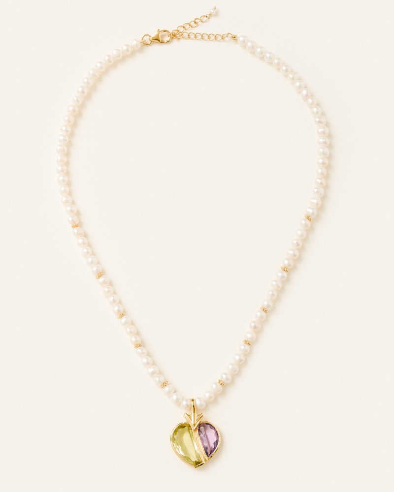 Lola necklace lemon quartz amethyst pearl