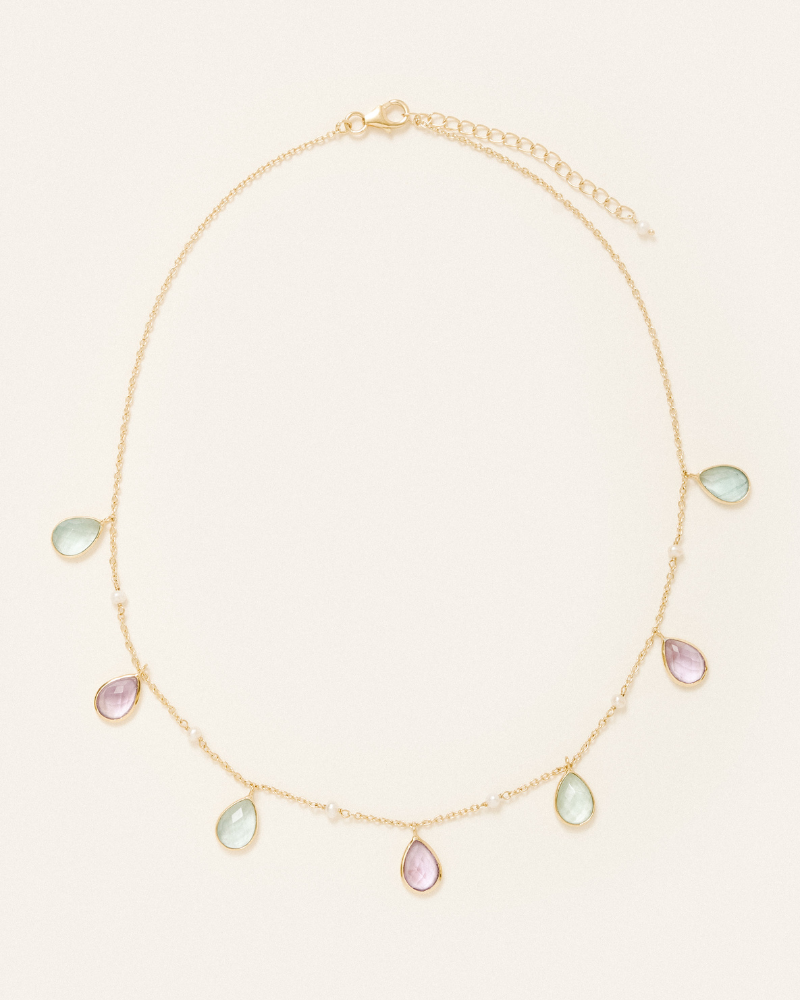 Masha necklace with amethyst, apatite and pearl
