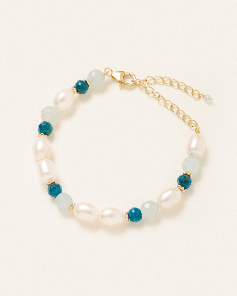 Rosario bracelet pearl milky aquamarine apatite