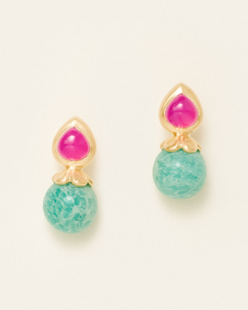 August studs amazonite chalcedony
