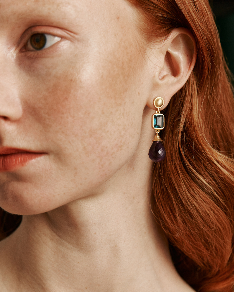 Charleston earrings in apatite and amethyst