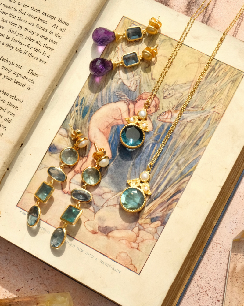 Charleston earrings in apatite and amethyst