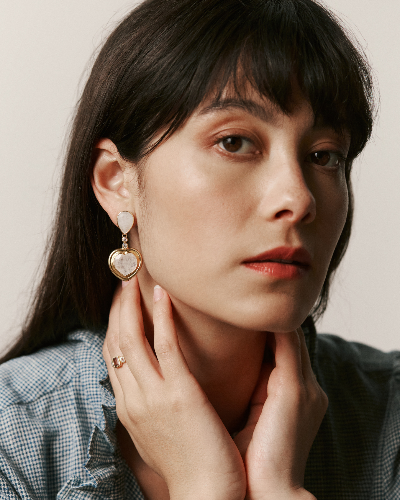 Nessa statement earrings with moonstone