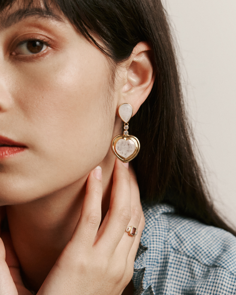 Nessa statement earrings with moonstone