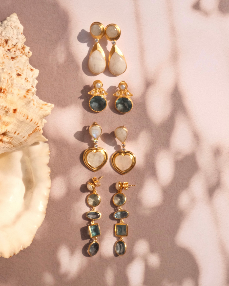 Bloomsbury statement earrings with moonstone