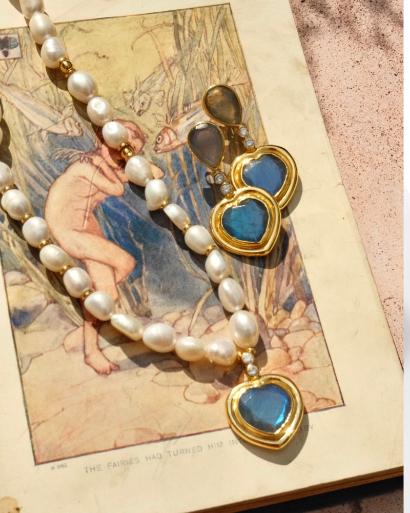 Nessa statement earrings with labradorite