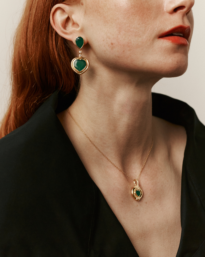 Nessa statement earrings with green onyx