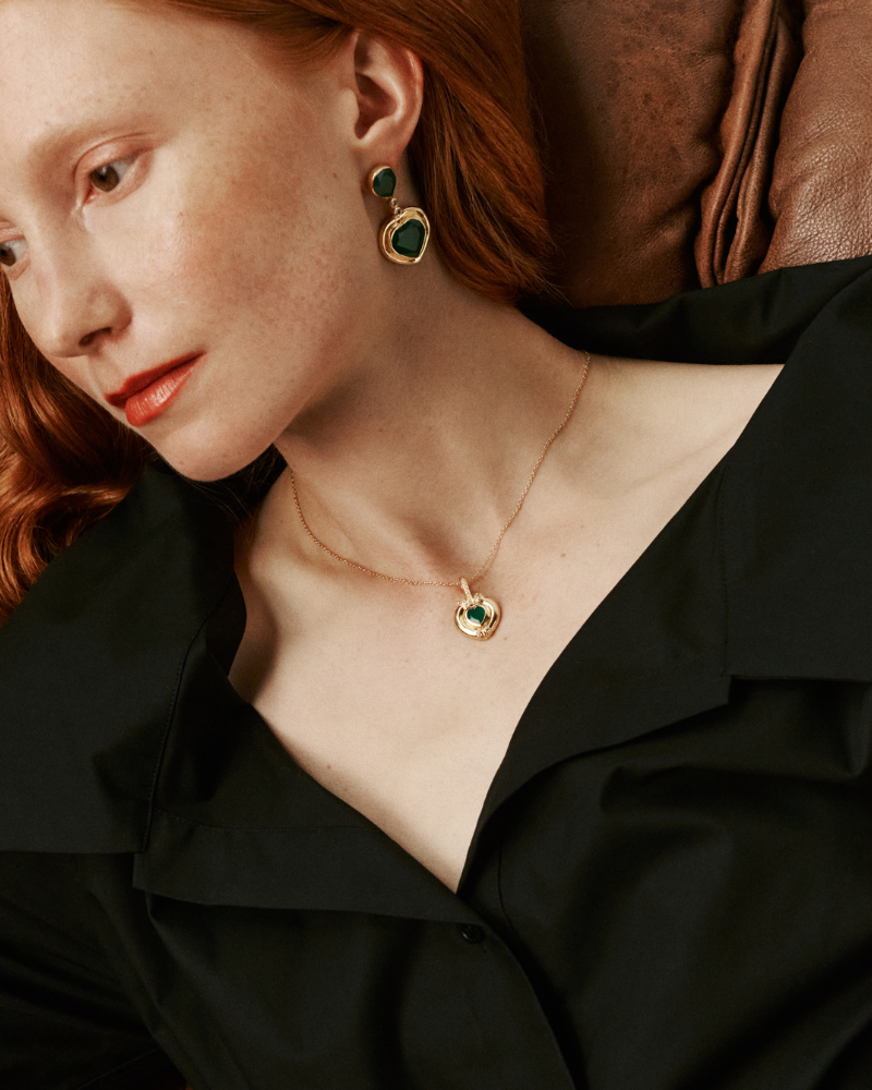 Nessa statement earrings with green onyx