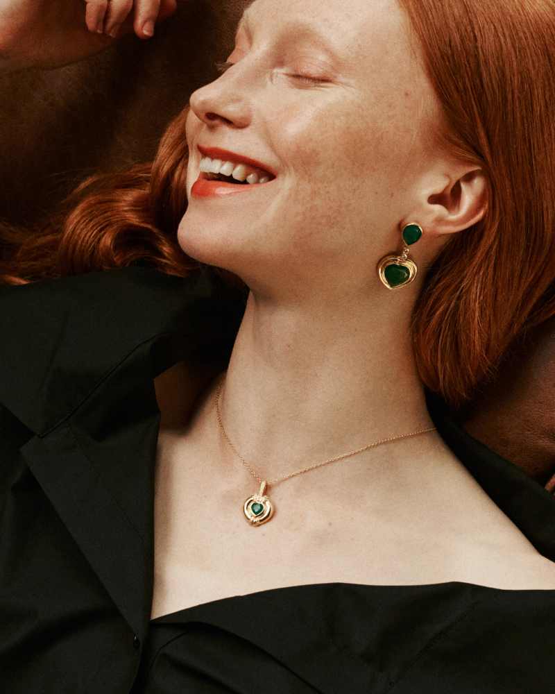 Nessa statement earrings with green onyx
